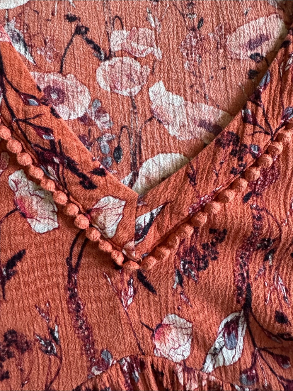 Knox Rose Coral Floral Boho V-Neck Dress Sz L - Picture 4 of 4